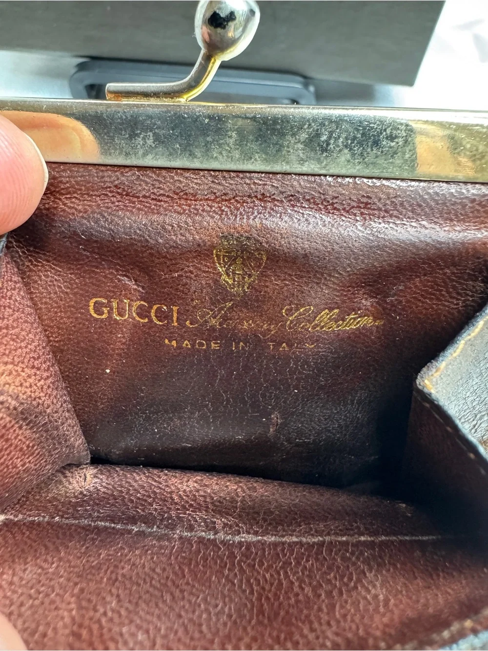 Vintage Gucci Sherry Line GG Supreme Kiss-Lock Coin Purse with Gucci Box - Picture 8 of 16